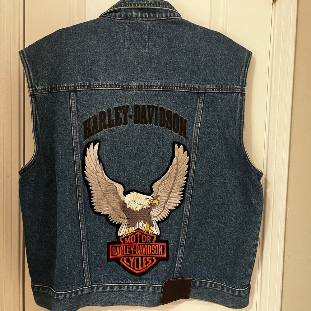 Harley-Davidson Biker Blues Denim Vest with Eagle Patch